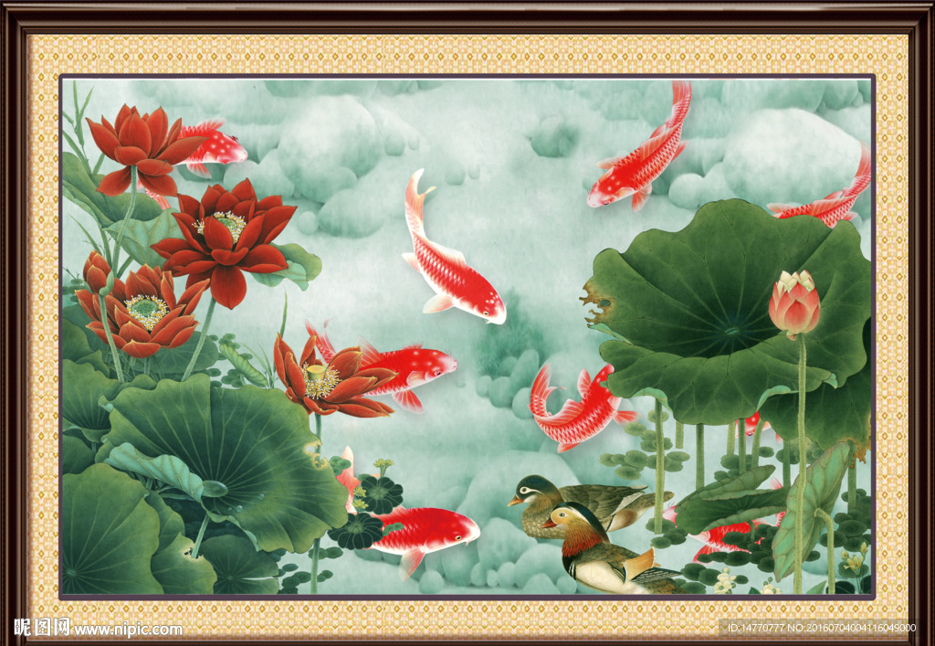 荷花鲤鱼图