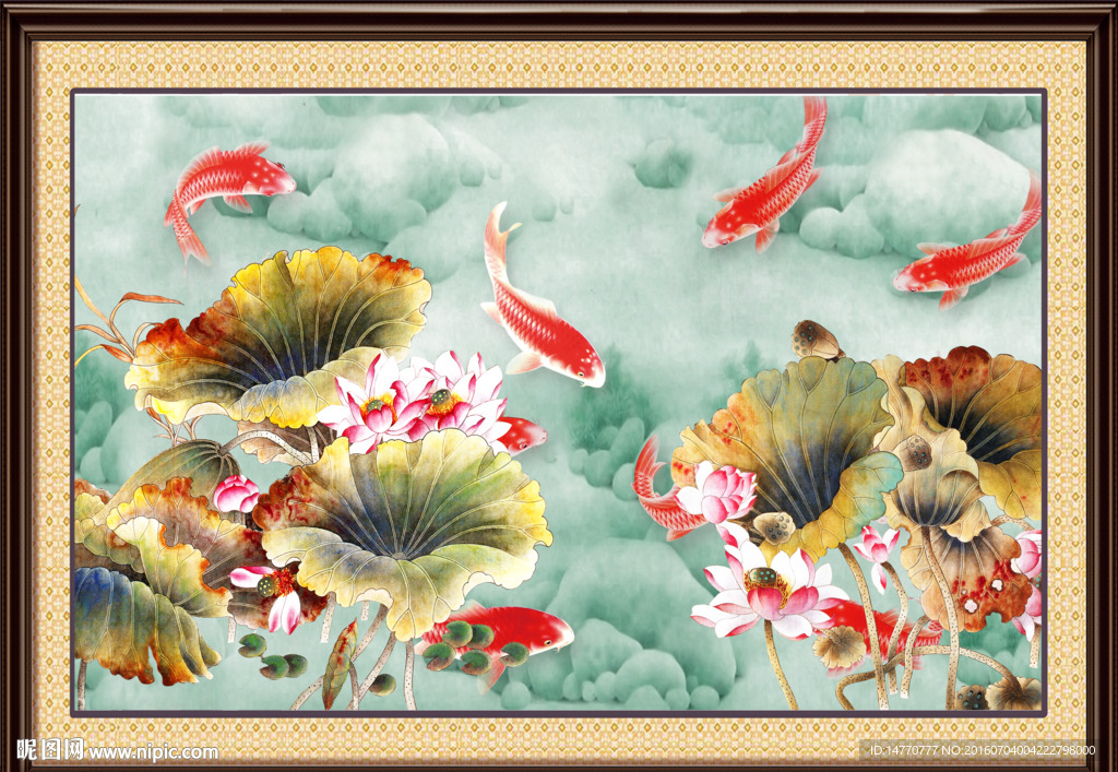 荷花鲤鱼图