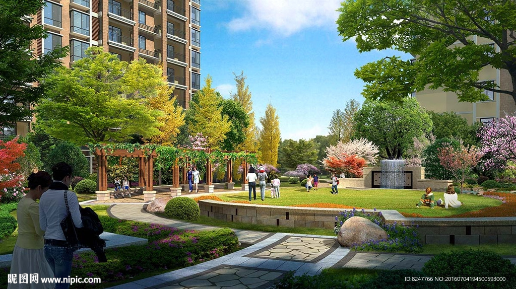 住宅区公共场所景观效果图