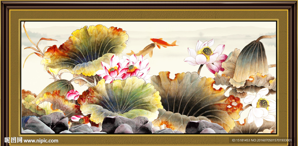 荷花国画