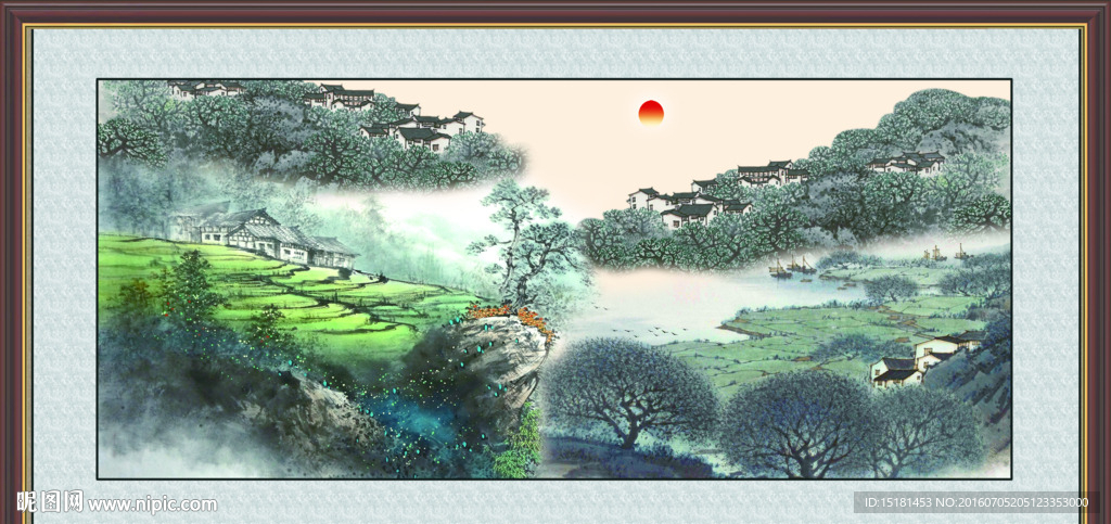 旭日东升 国画