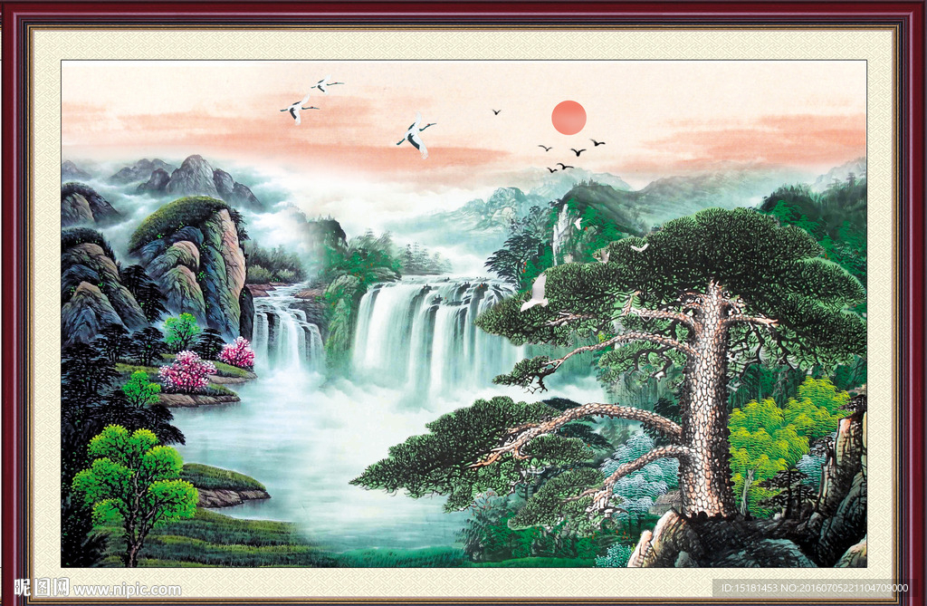 国画迎客松