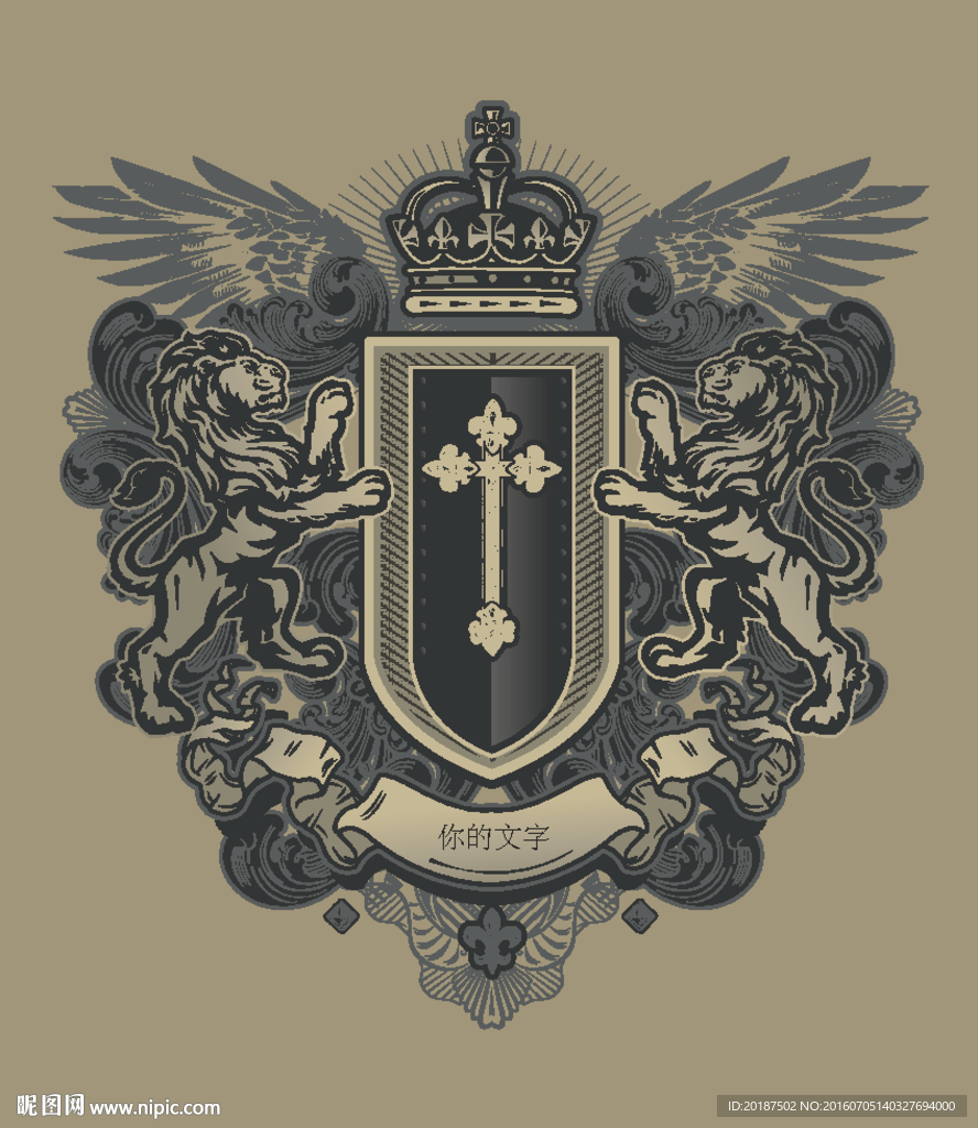 欧式花纹狮子图腾矢量素材