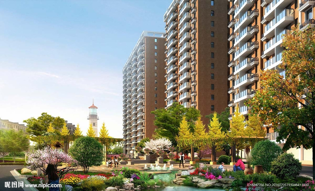 住宅区楼下景观规划效果图