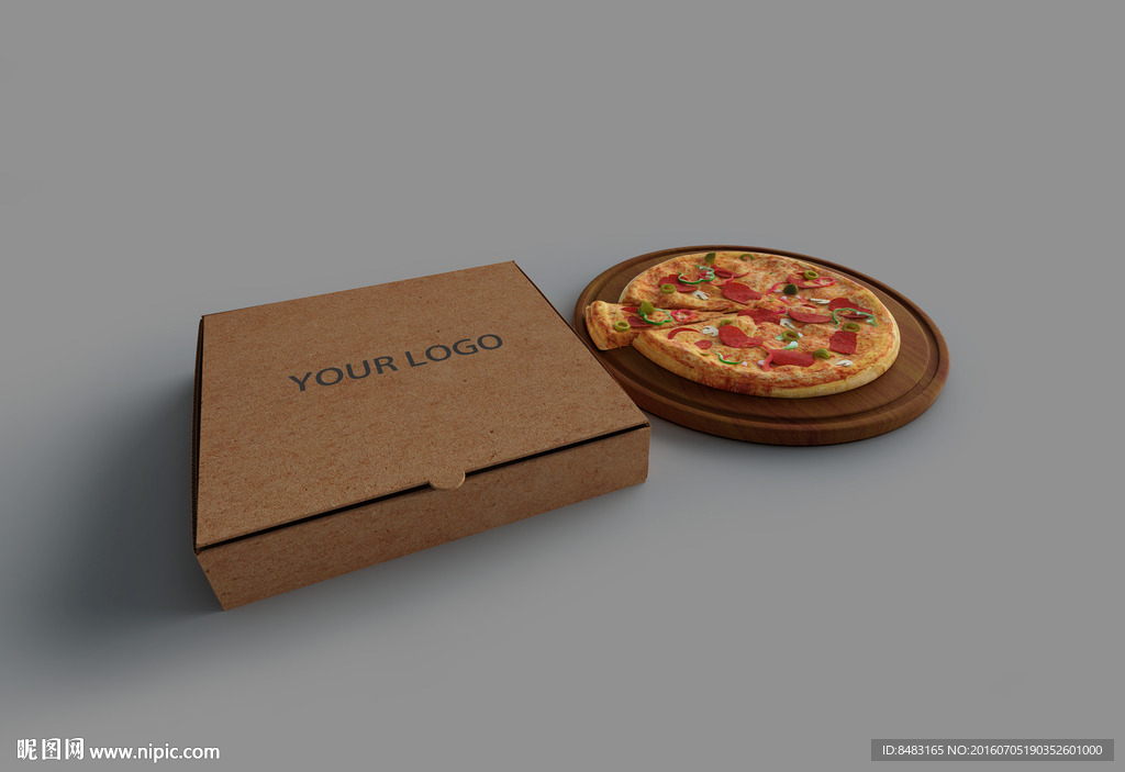 披萨盒贴图样机
