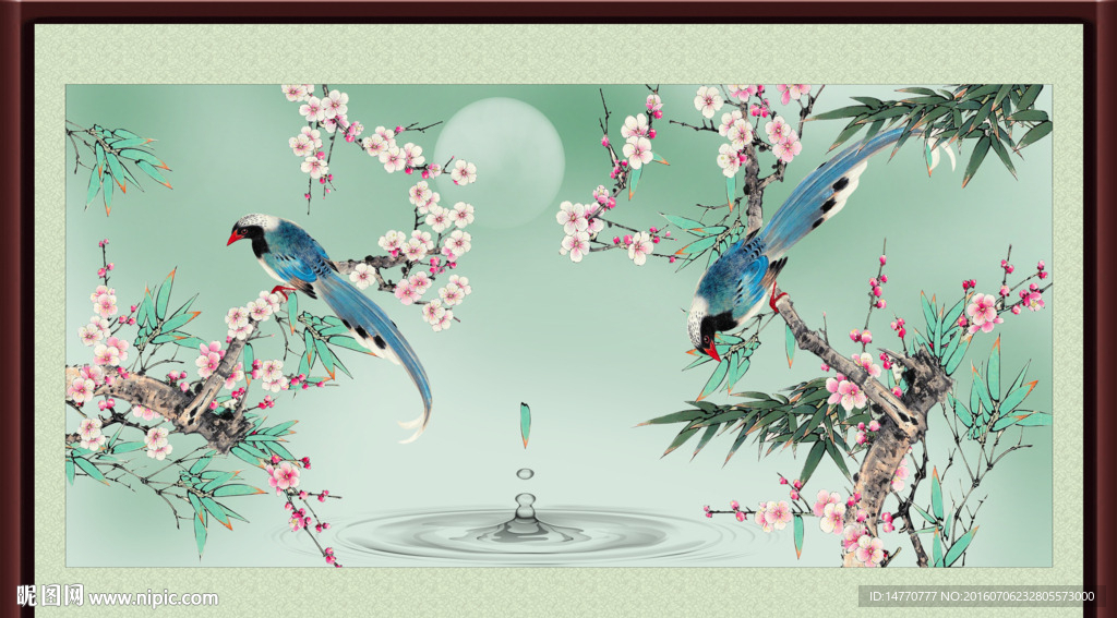 花鸟装饰壁画