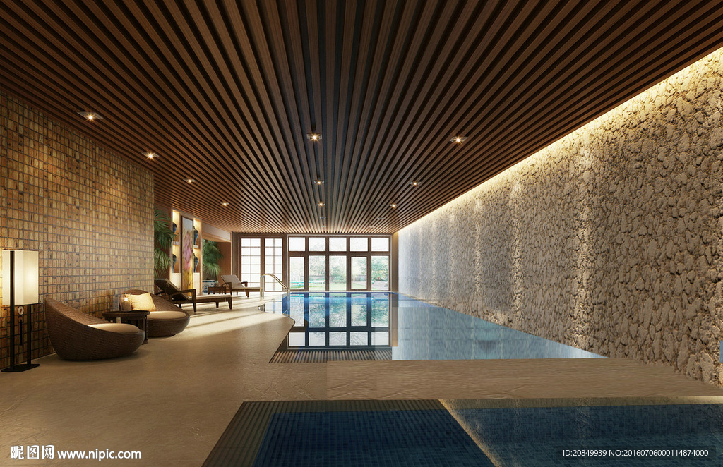 露天泳池场景