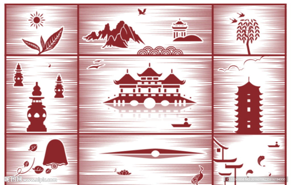 素描西湖 水纹 西湖美景