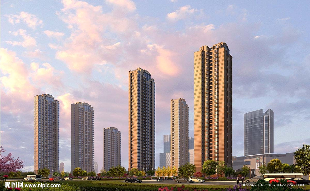 黄昏人视住宅区建筑效果图