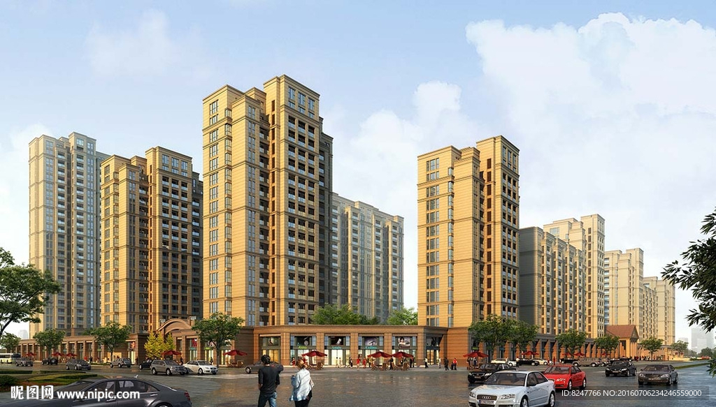 商业中心步行街建筑效果图