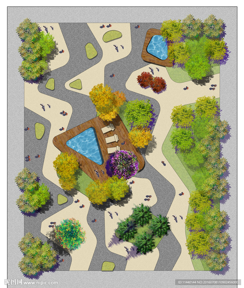 国外风格创意广场PSD彩平