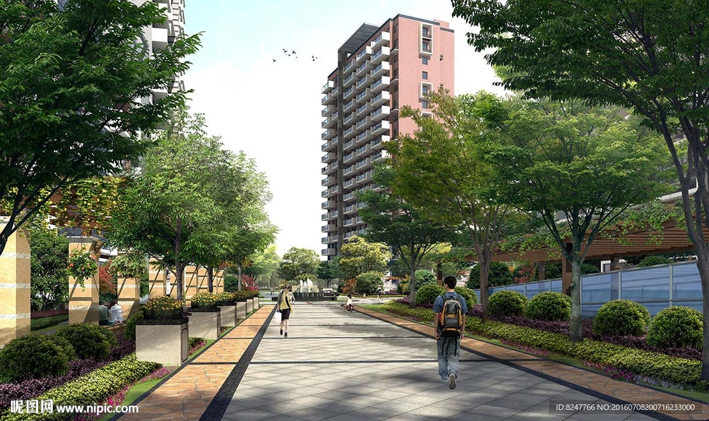 林荫小道景观效果图