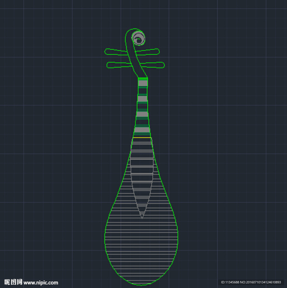 琵琶 乐器 cad