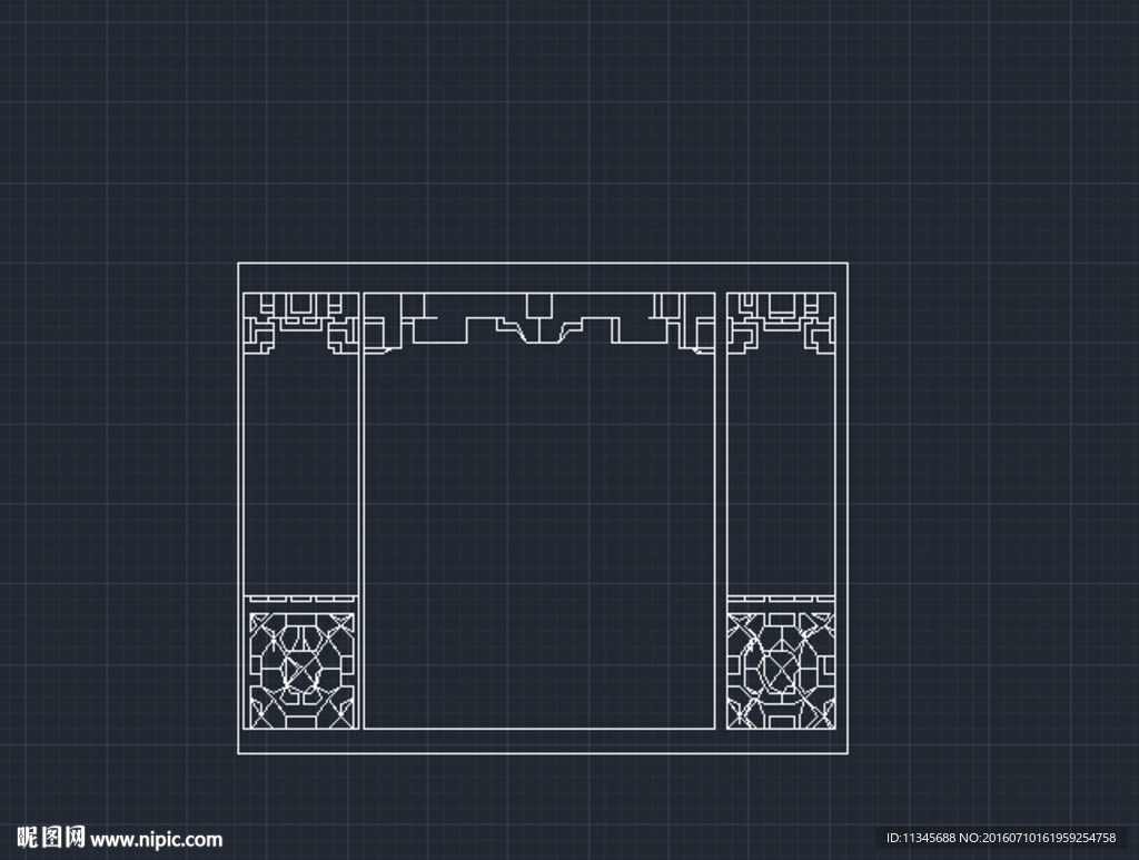 中式隔断套口门框 cad