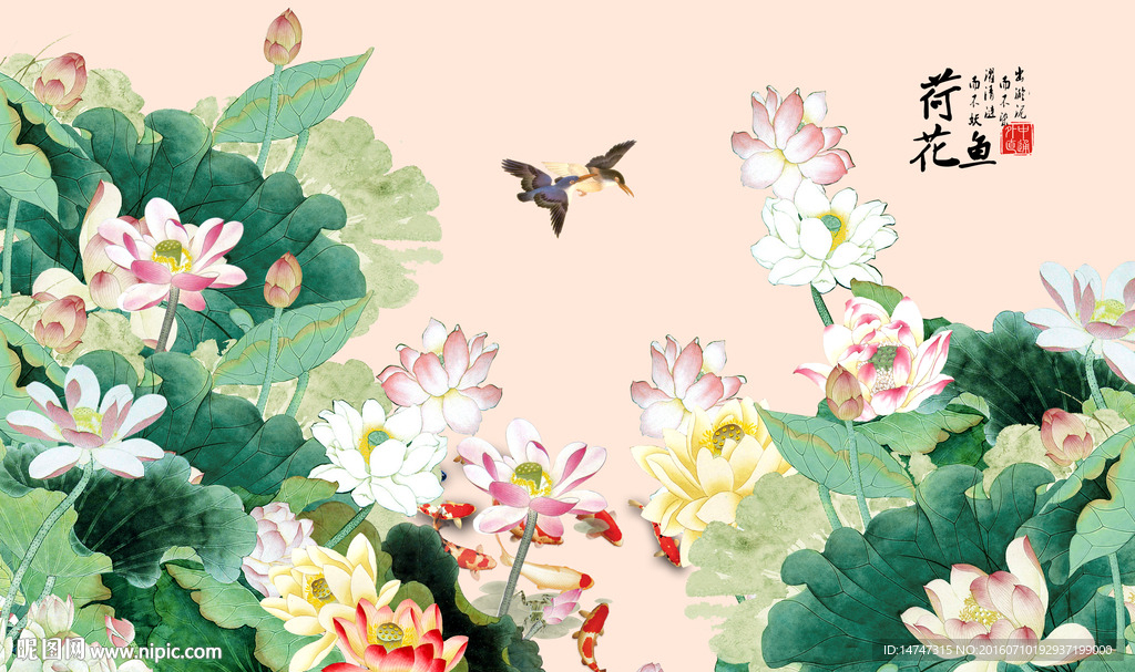 荷花国画