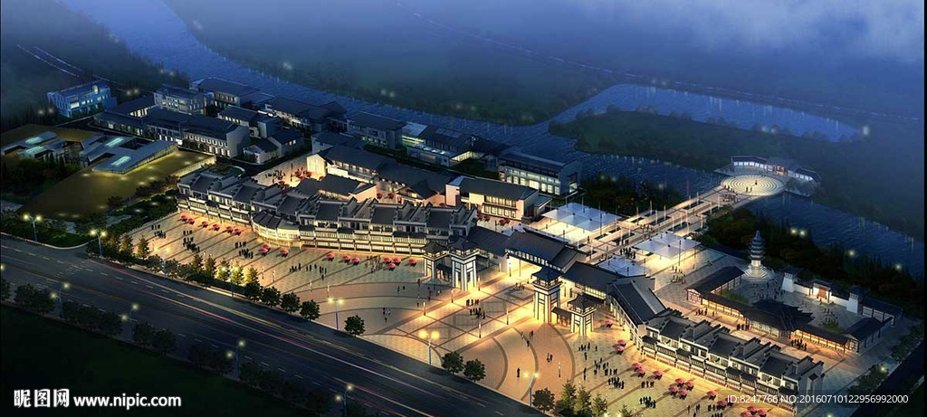 复古商业中心建筑效果图