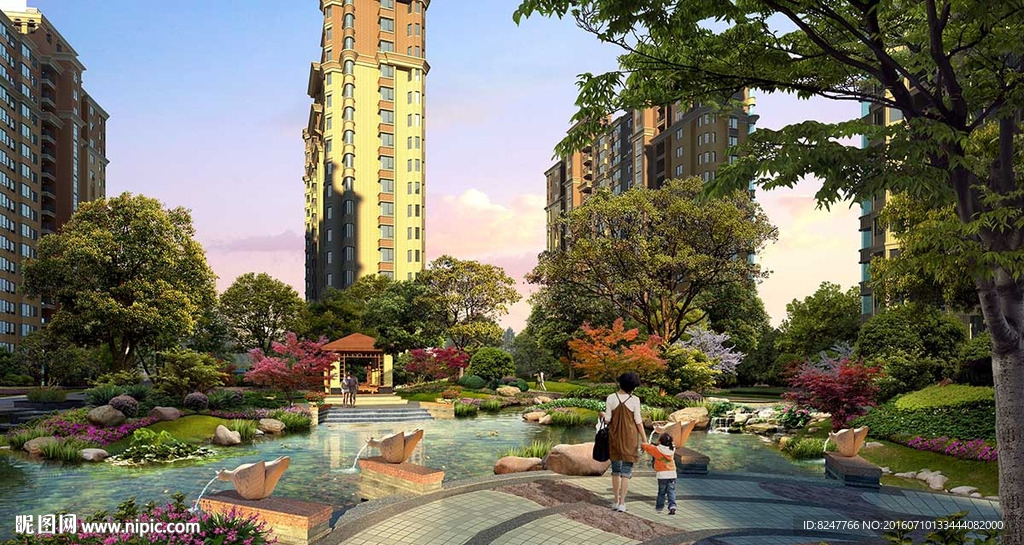 花园休闲区景观建筑效果图