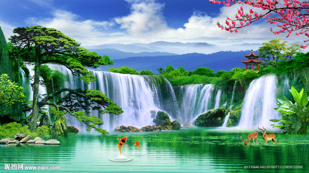 山水墙画贴画壁画