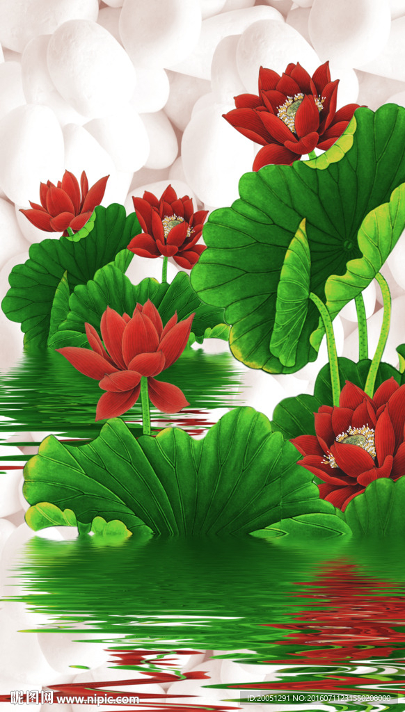 玄关3d荷花