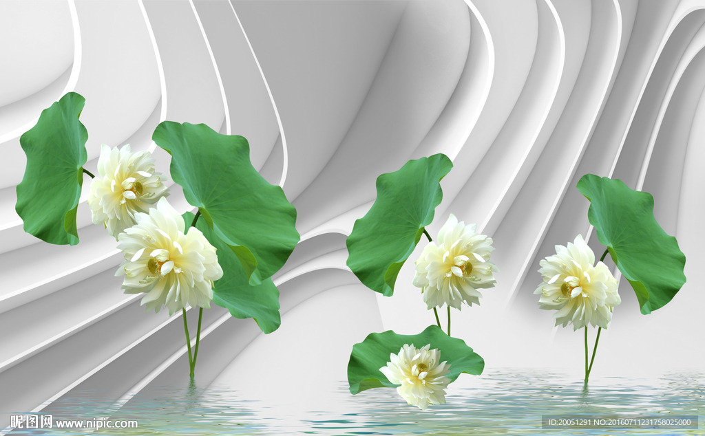 3d背景墙荷花