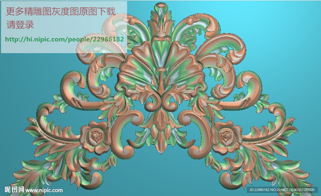 洋花门上花精雕图