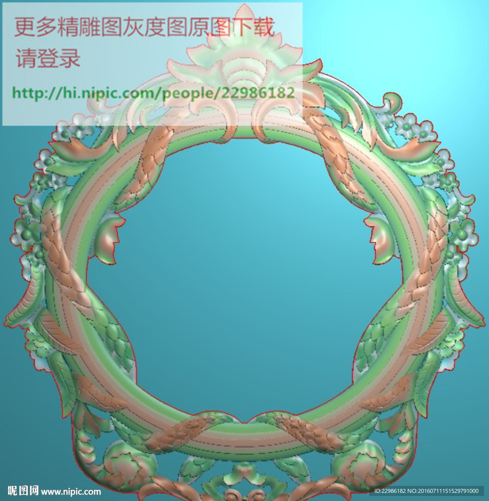 洋花镜框边框门上花精雕图