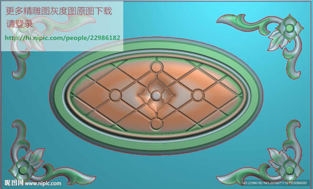 欧式门上花四角椭圆精雕图