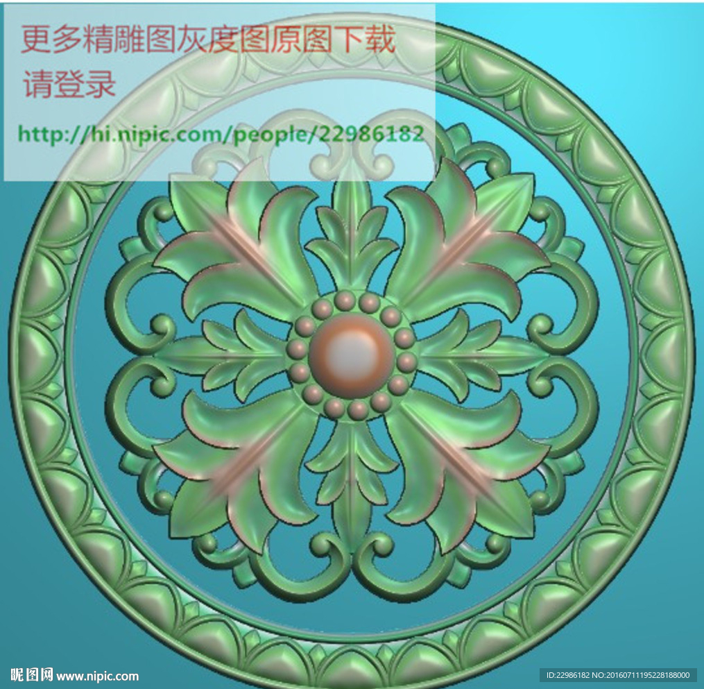 圆形洋花门上花精雕图