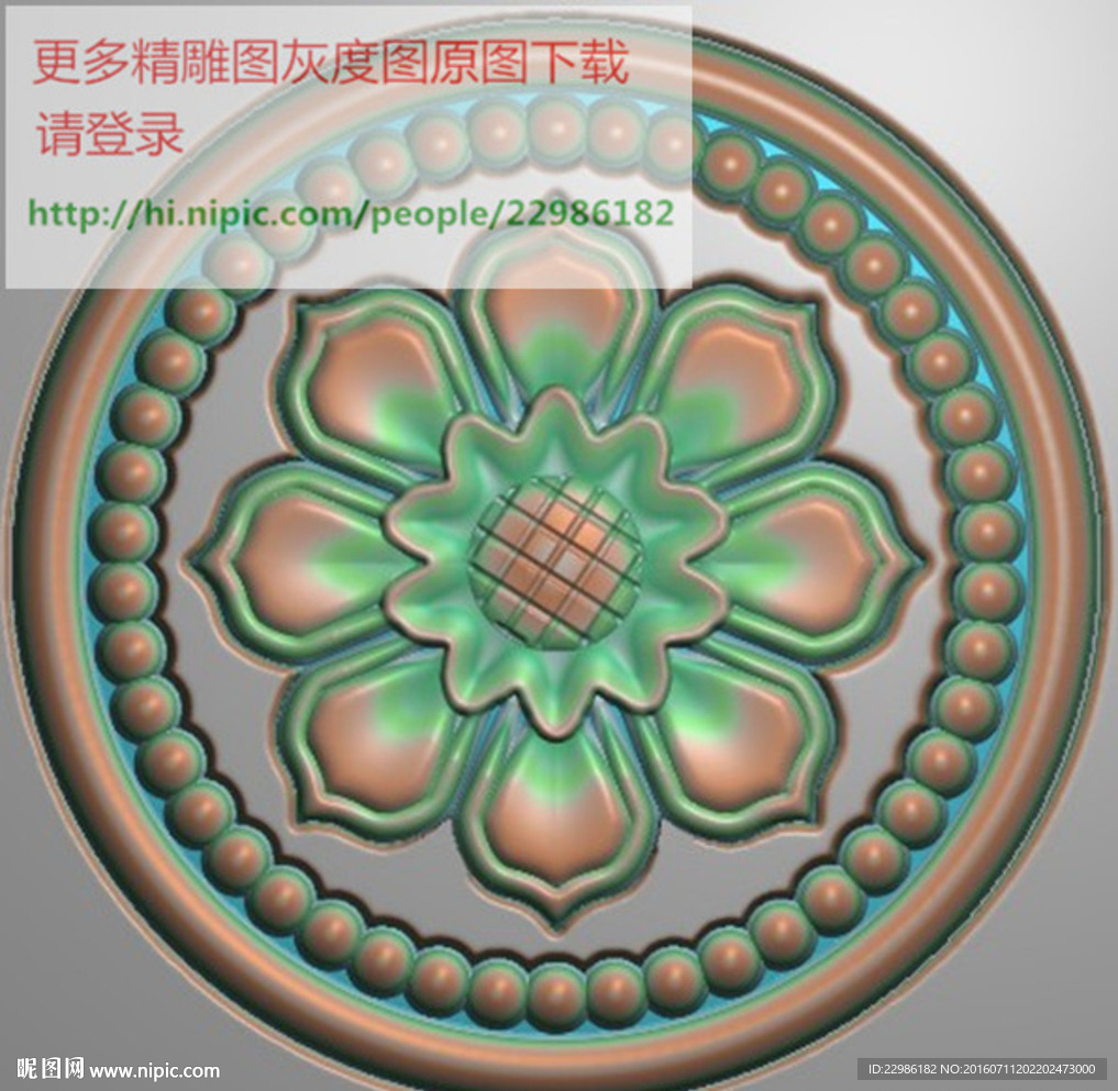 莲花洋花圆形门上花精雕图