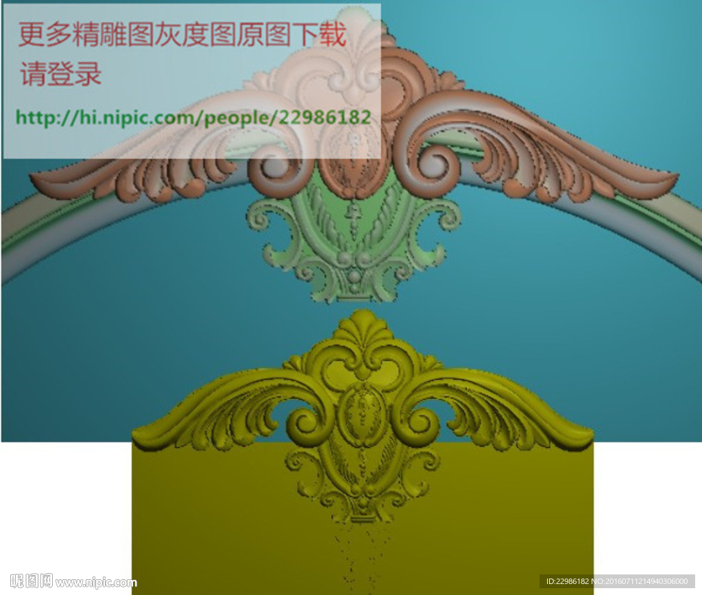 欧式床头花门上洋花精雕图