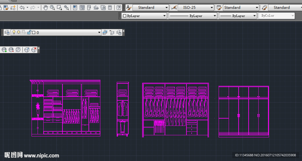 板式衣柜衣帽间 cad