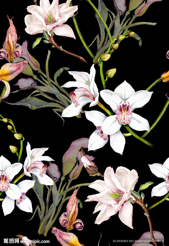 兰花花卉印花图案