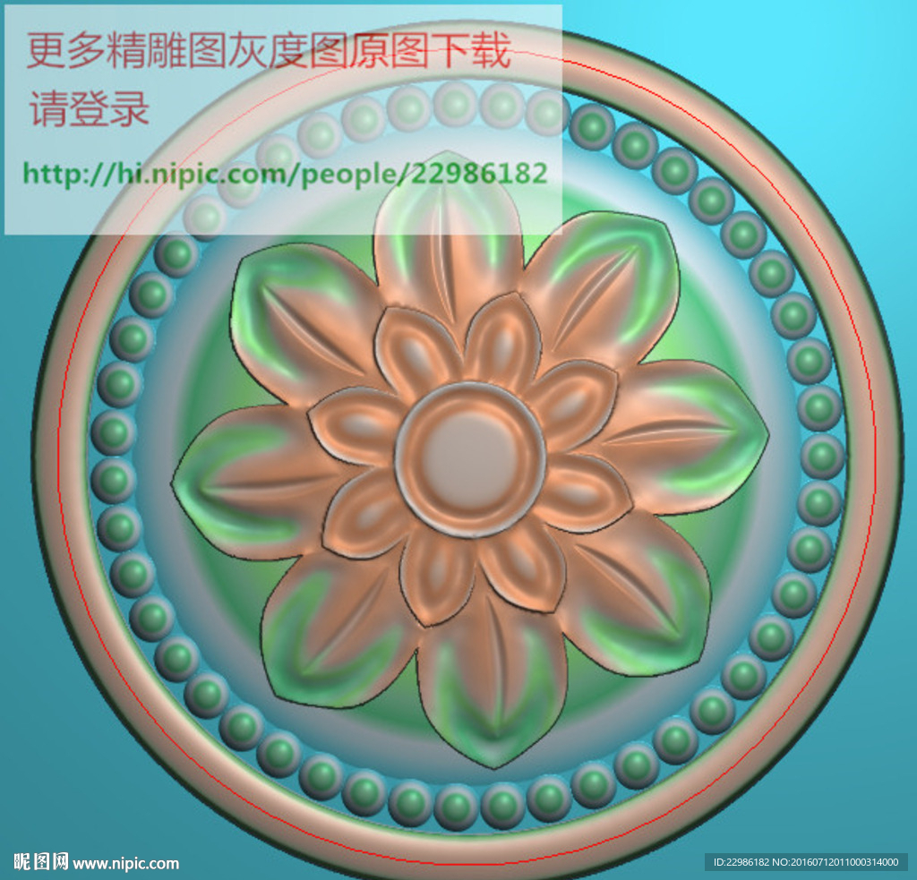 圆形洋花精雕图