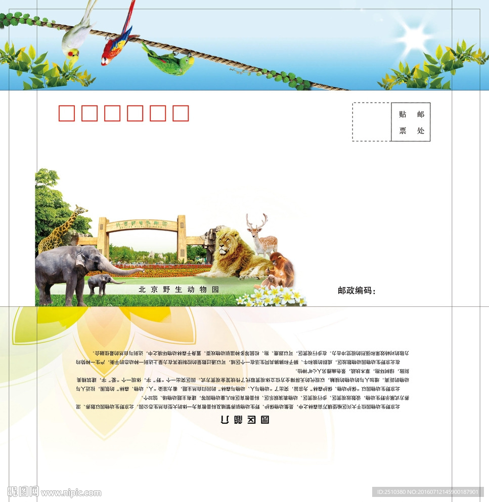 野生动物园信封
