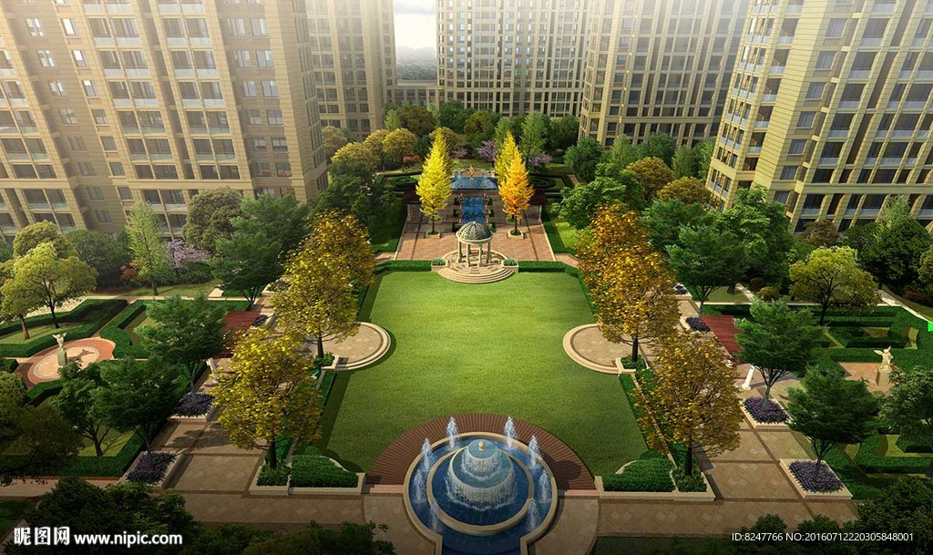 住宅区中心休闲区景观效果图