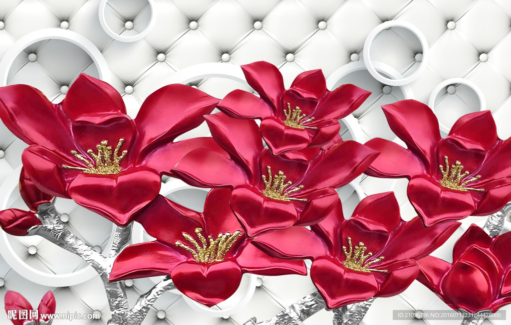 3d背景墙花朵浮雕