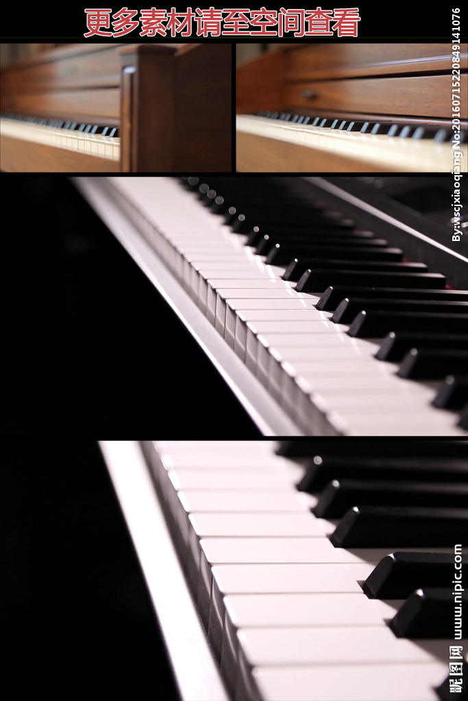 钢琴琴键特写高清视频素材