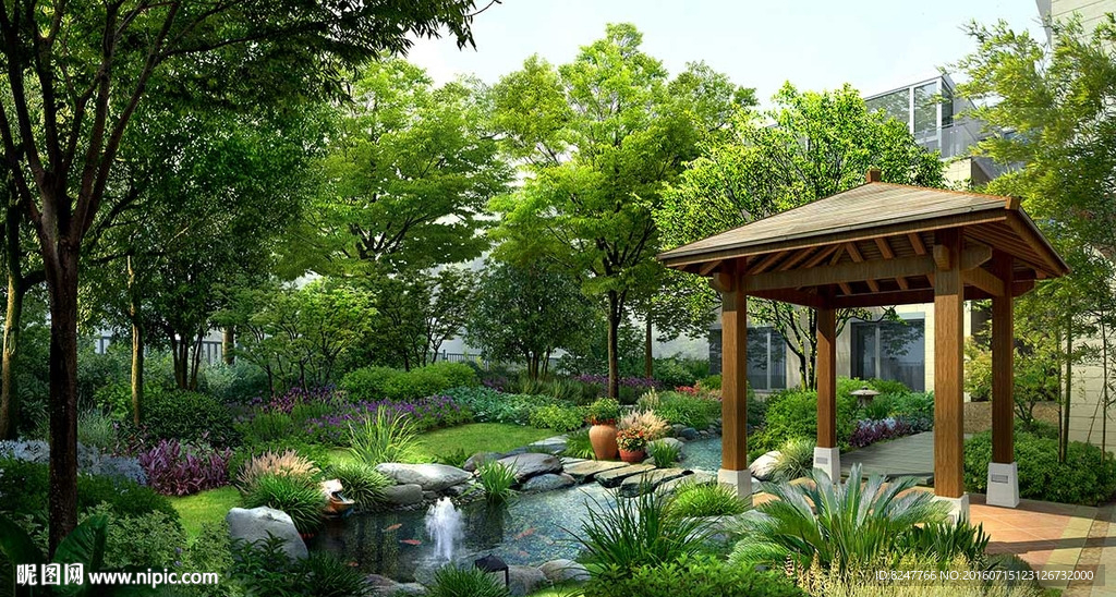 休闲凉亭景观建筑效果图