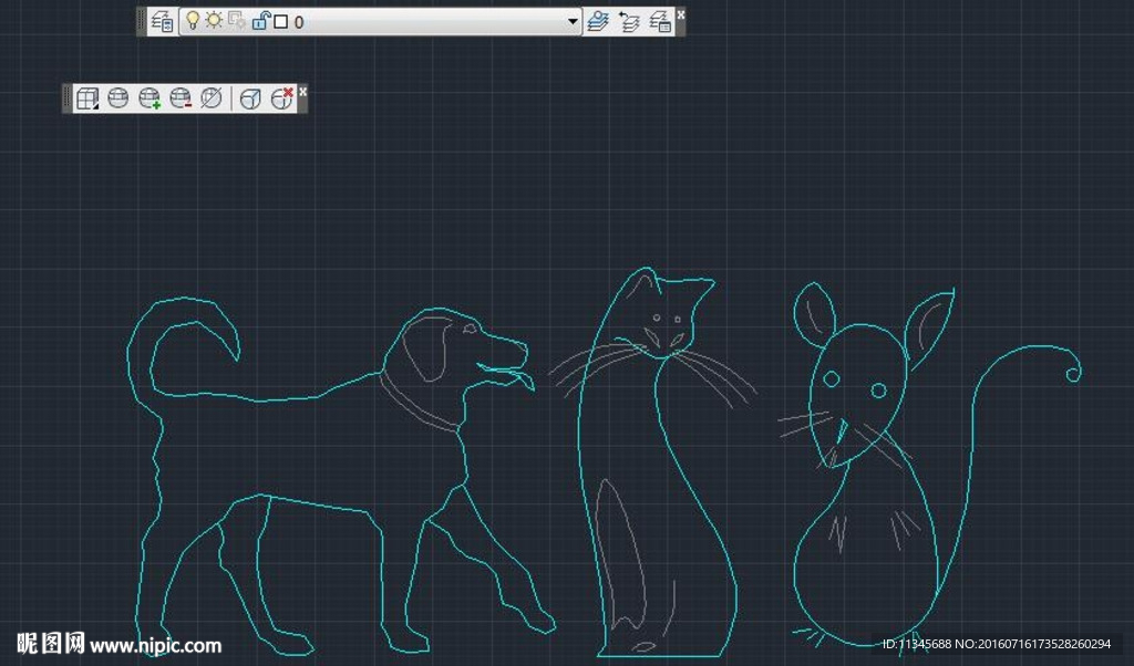 狗拿耗子与猫 cad