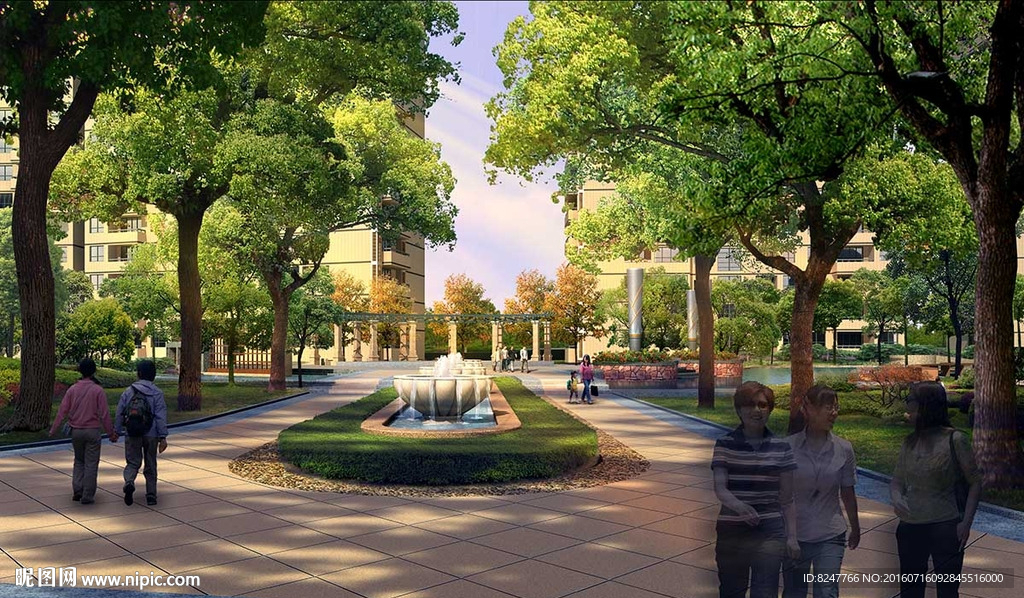 中心休闲区景观带效果图