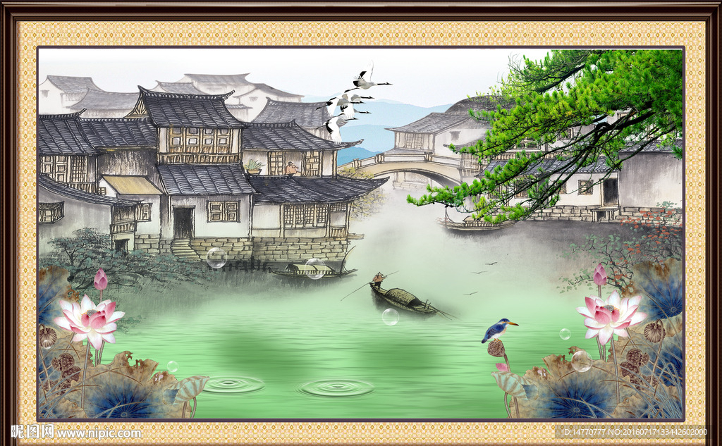 山水风景画 江南