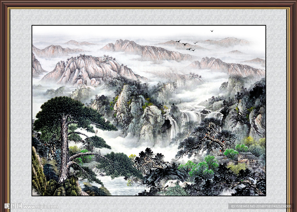 迎客松国画