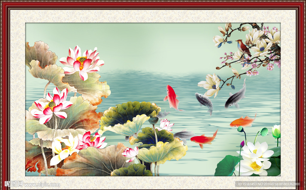 荷花鲤鱼图