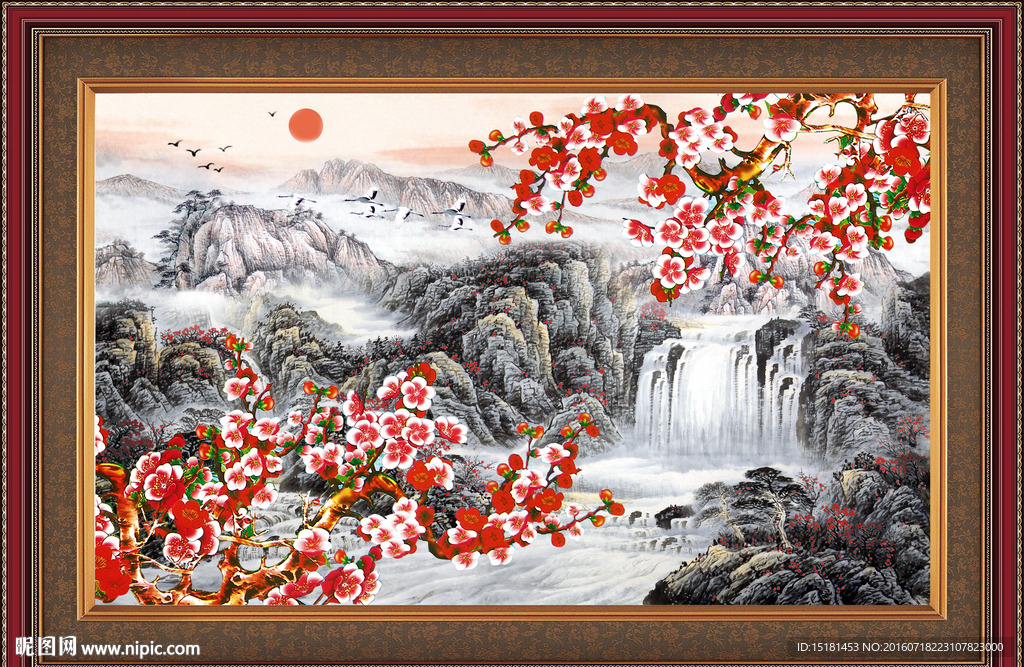 国画梅花 财源滚滚