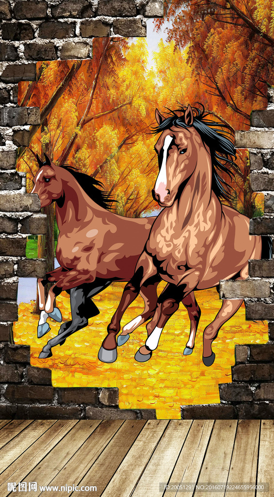 3d骏马背景墙