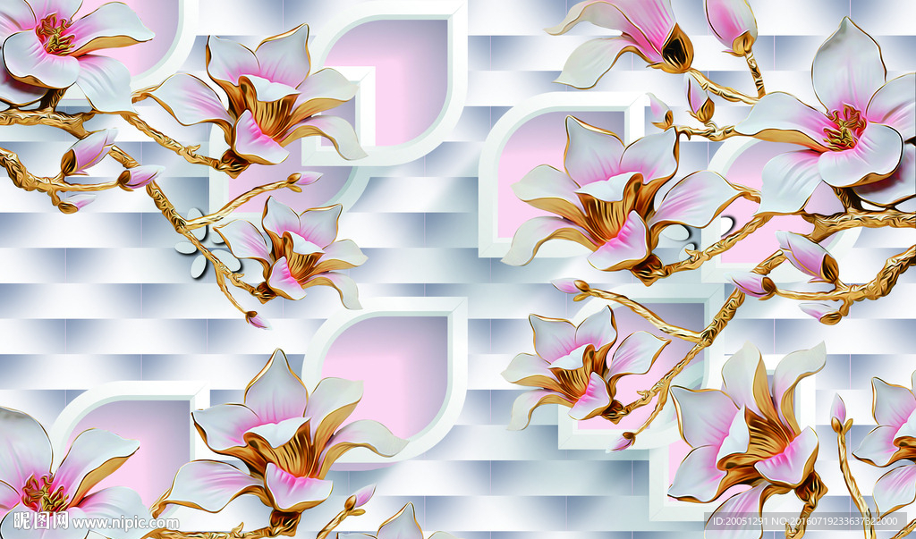 3d背景墙玉兰花