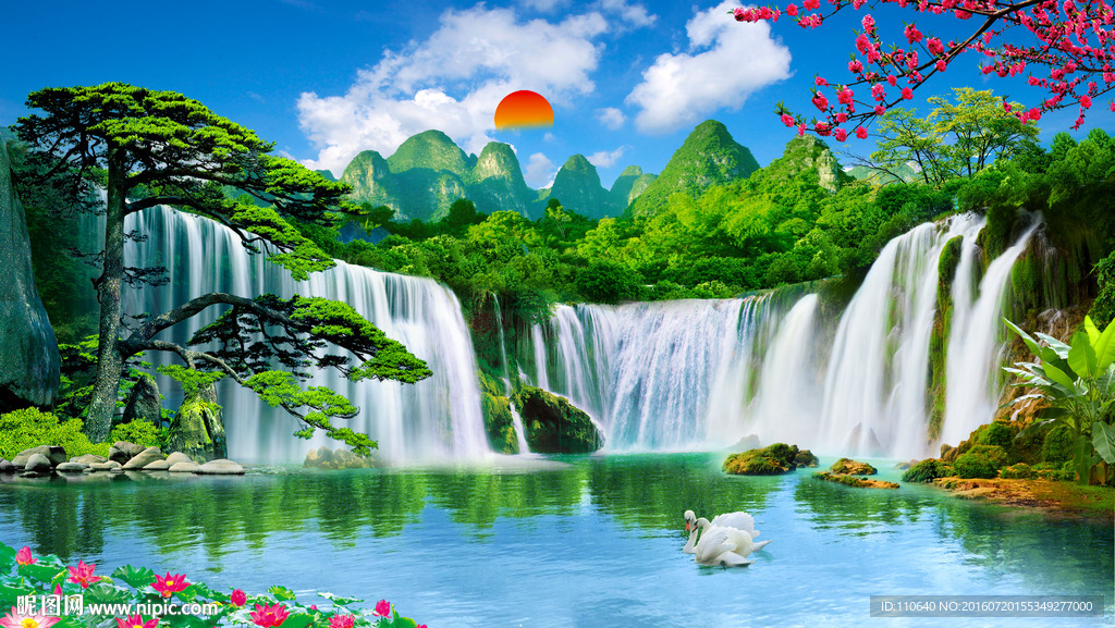 迎客松山水画