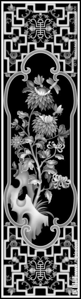 菊花挂屏灰度图