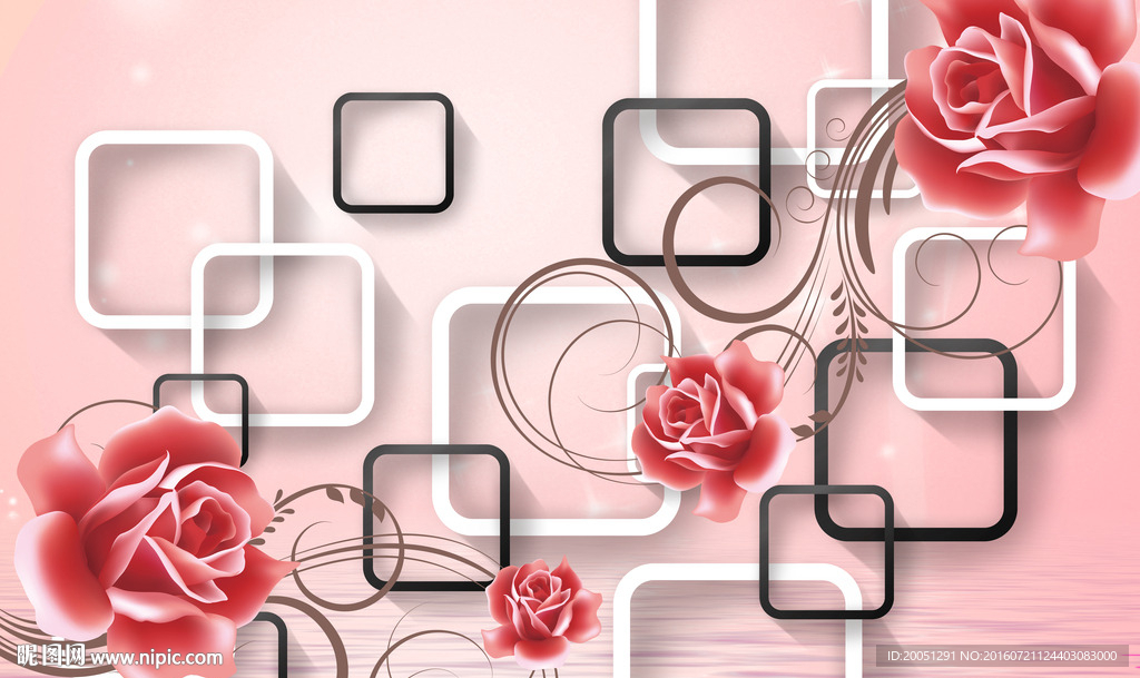 时尚玫瑰背景墙