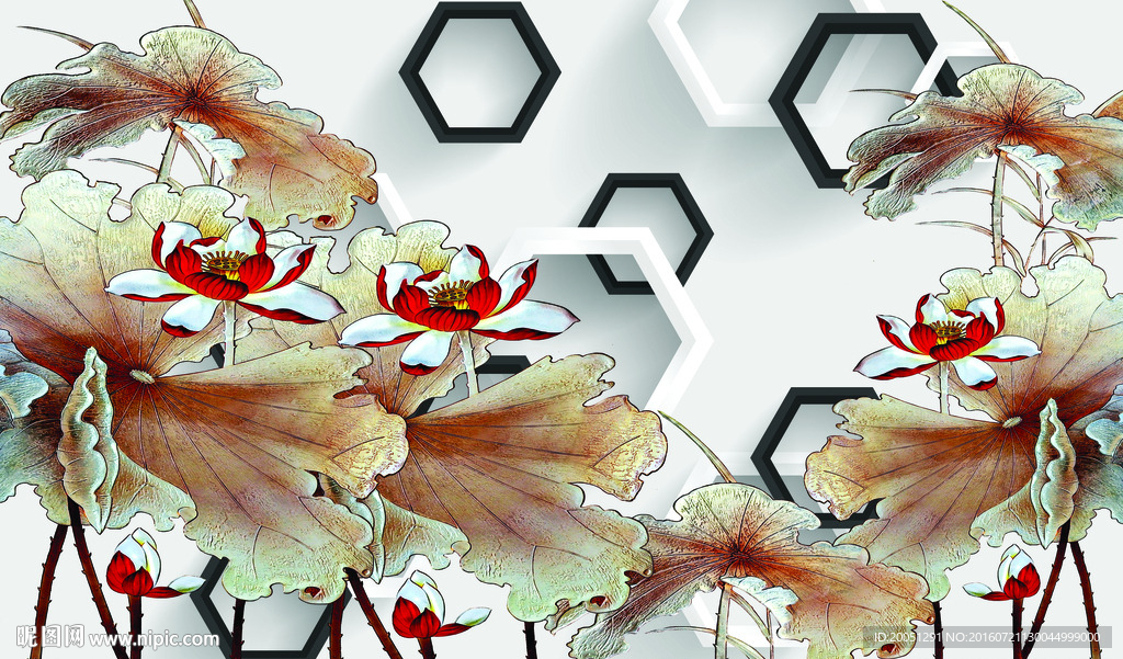 3d背景荷花
